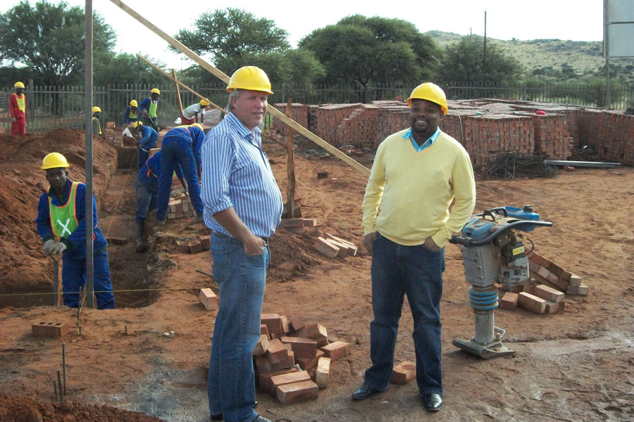 Photo of Bradley Marais at the site of a future community hall