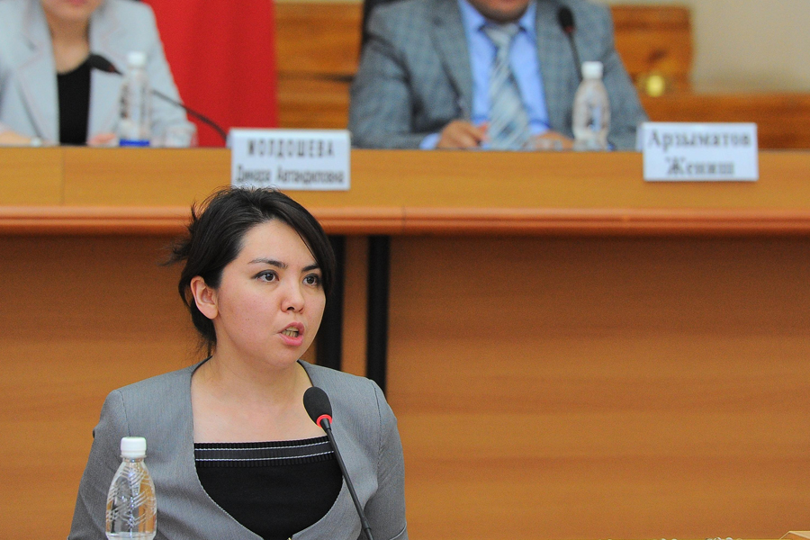 Photo of a woman addressing parliament