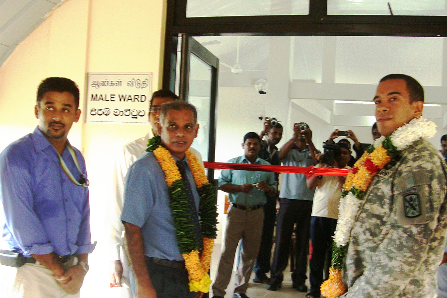 Photograph of the hand over ceremony at a three-ward medical complex in Chenkalady, Batticaloa District